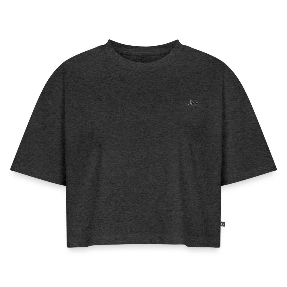 Women’s Premium Oversized Organic Cropped T-Shirt - heather anthracite