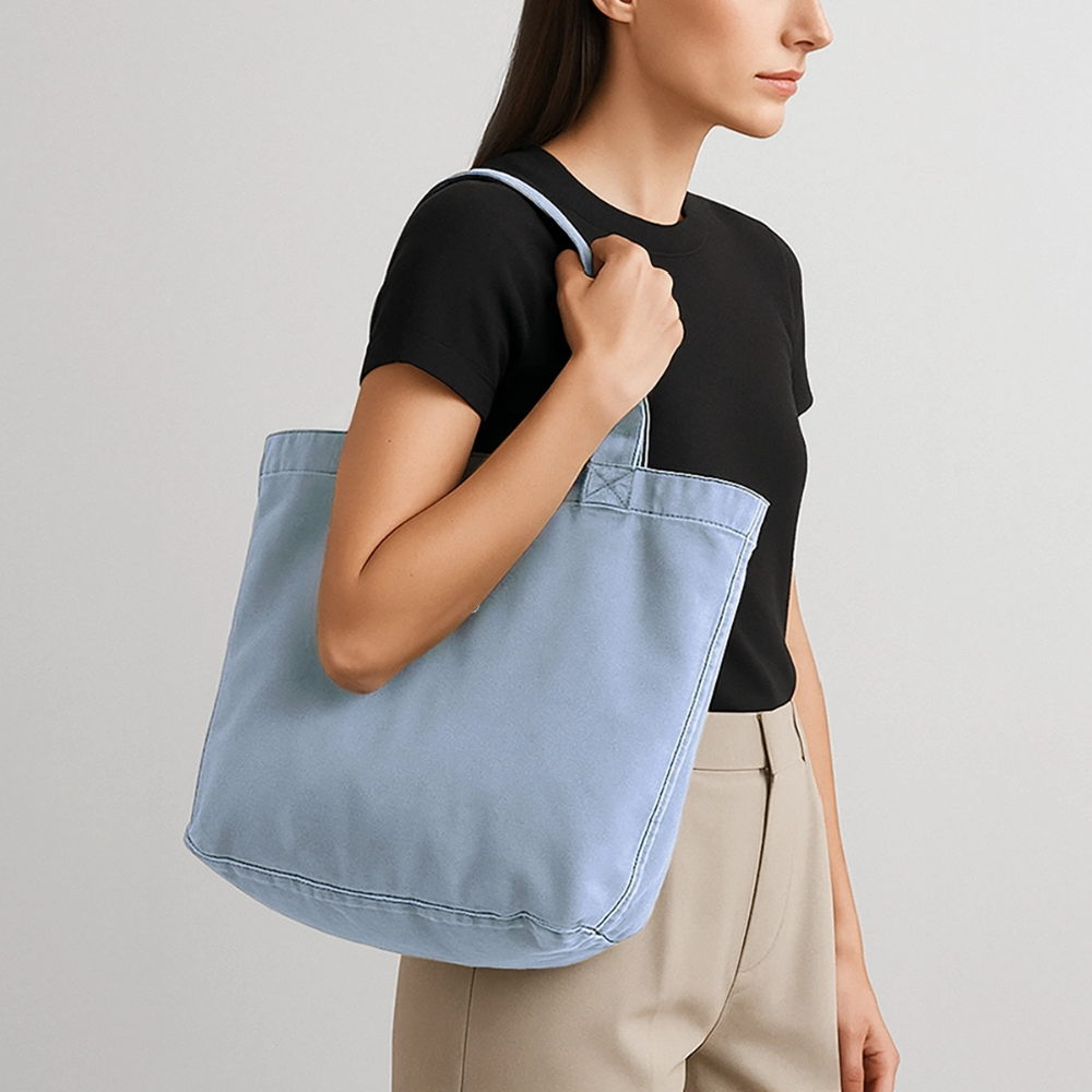Vintage-washed Shopper - vintage light blue